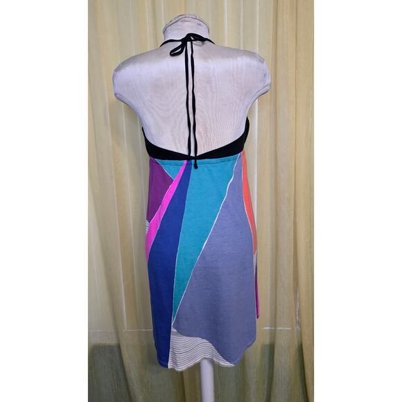 Roxy Color Block Halter Dress Triangle top Size Large - Picture 2 of 5